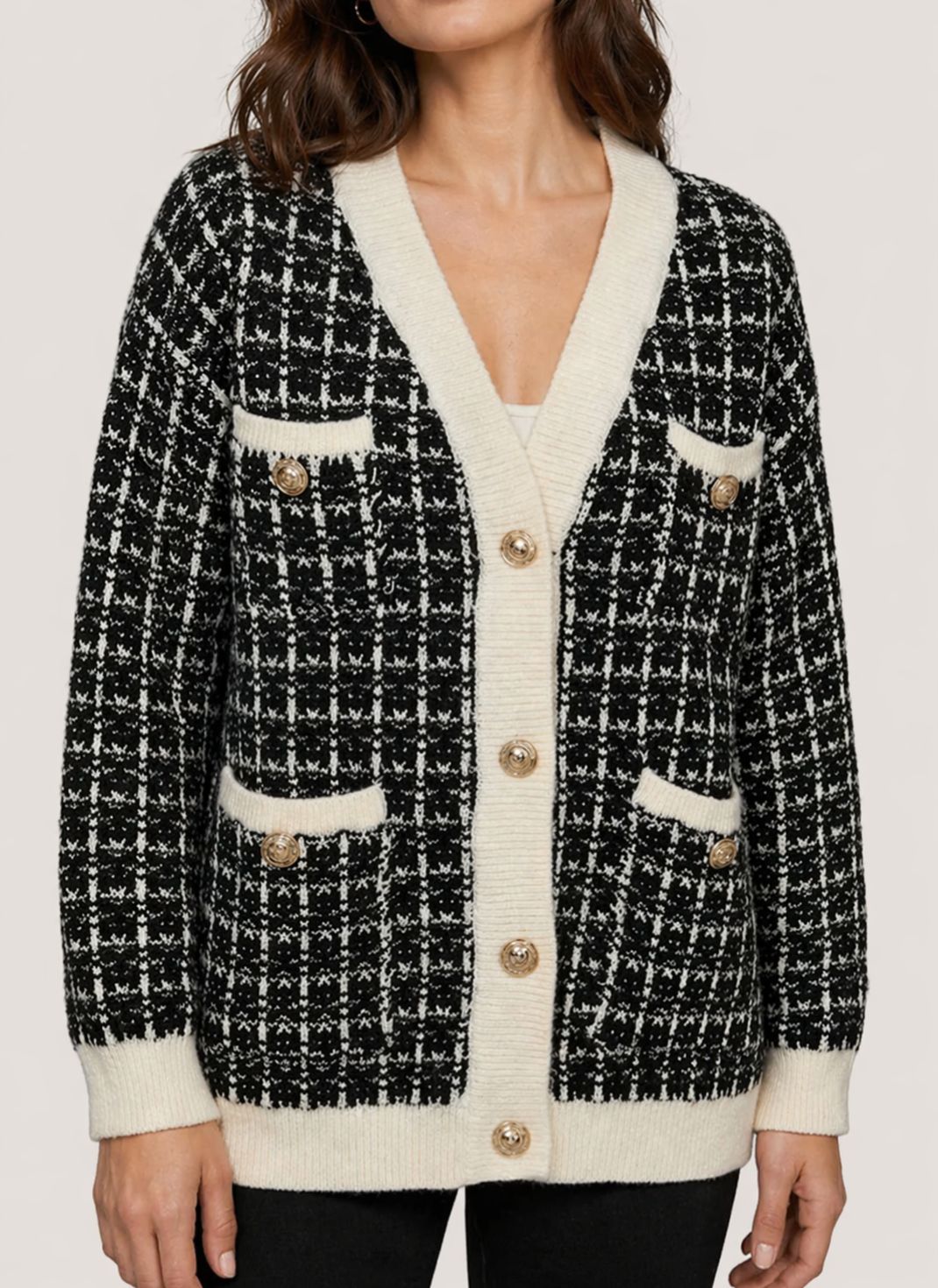 Cardigã Feminino de Tricô Tweed
