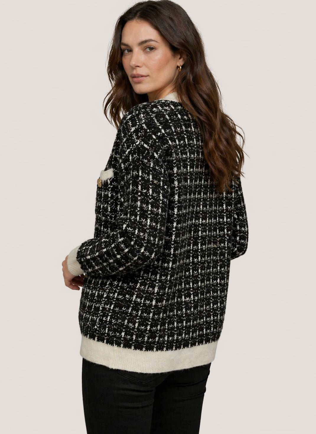 Cardigã Feminino de Tricô Tweed