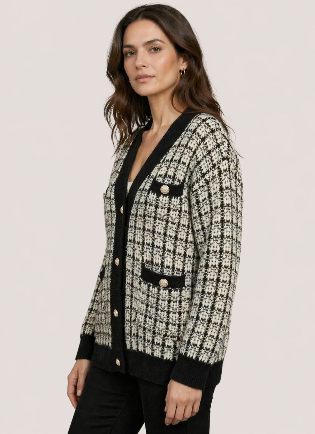 Cardigã Feminino de Tricô Tweed