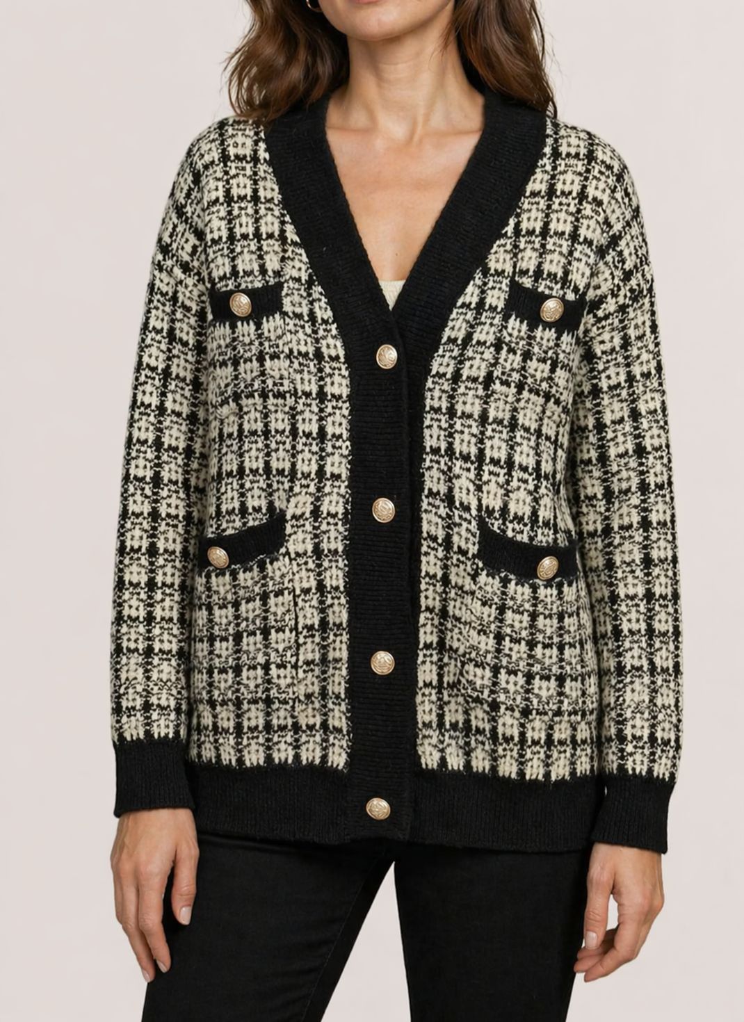 Cardigã Feminino de Tricô Tweed