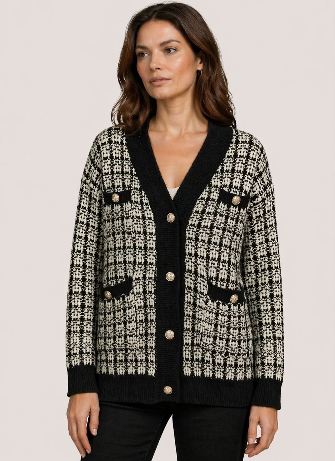 Cardigã Feminino de Tricô Tweed