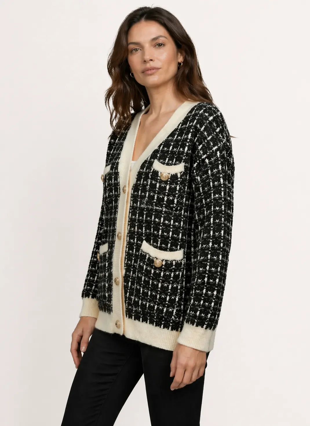 Cardigã Feminino de Tricô Tweed