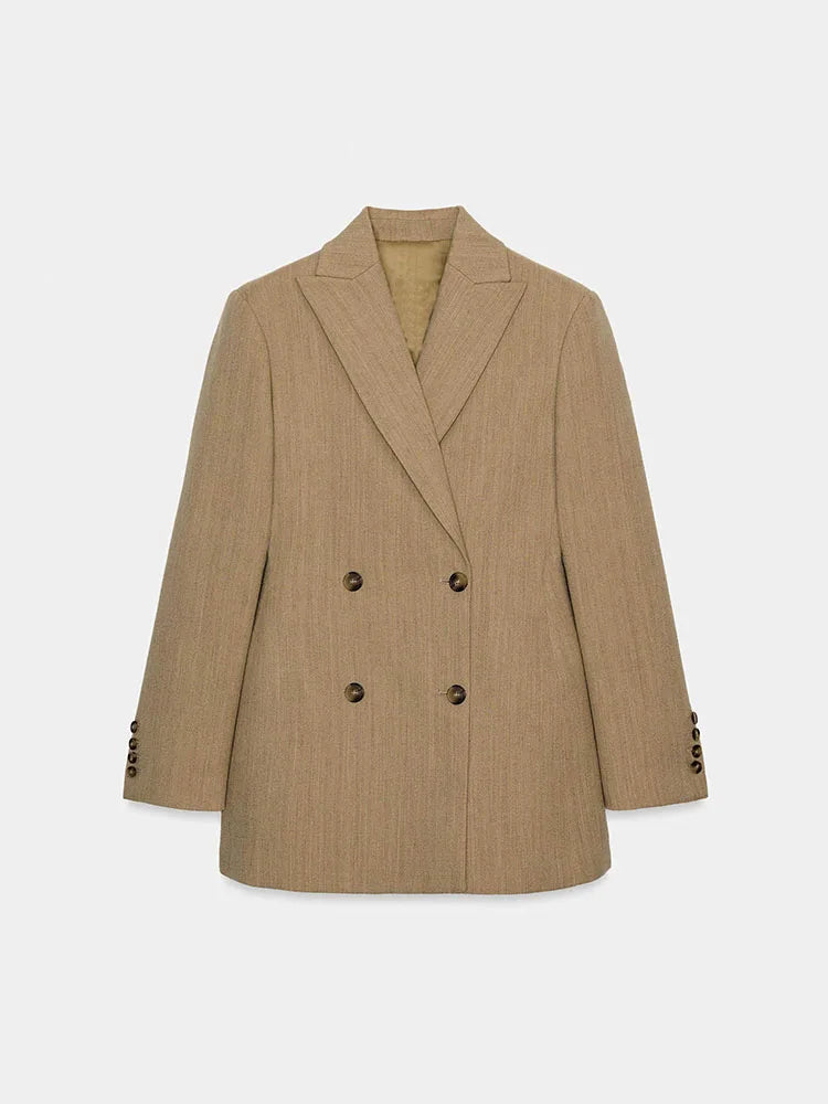 Blazer de Alfaiataria com Botões Duplos e Lapela Clássica