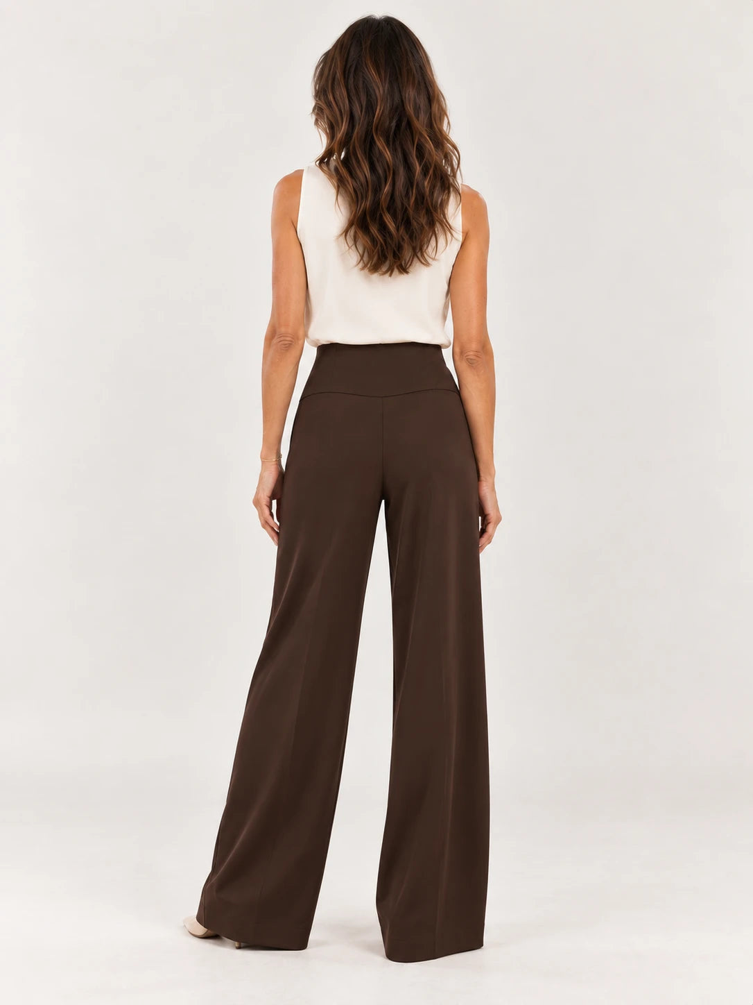 Calça Pantalona de Cintura Alta com Bolsos Laterais