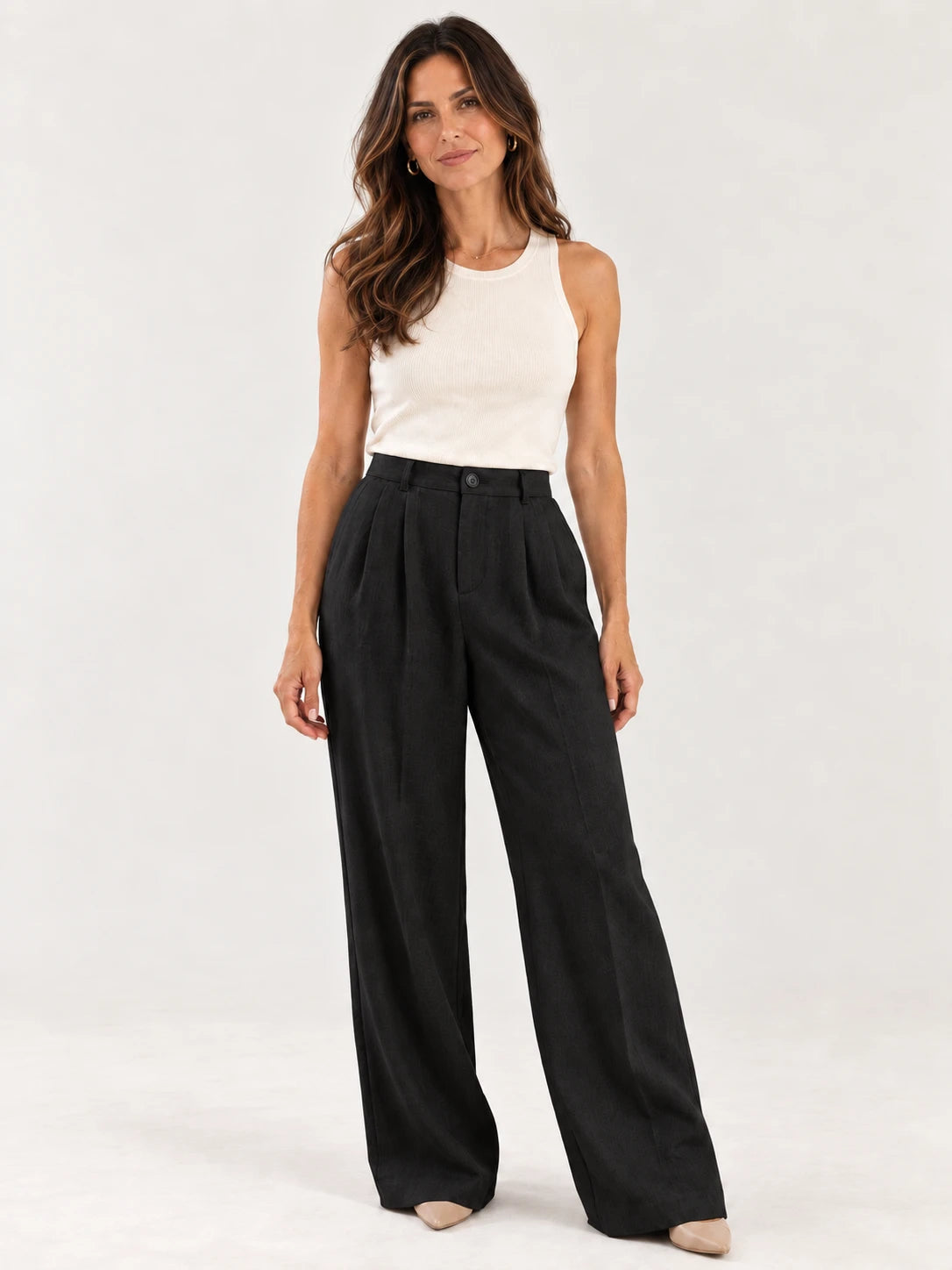 Calça Pantalona de Alfaiataria com Pregas Frontais