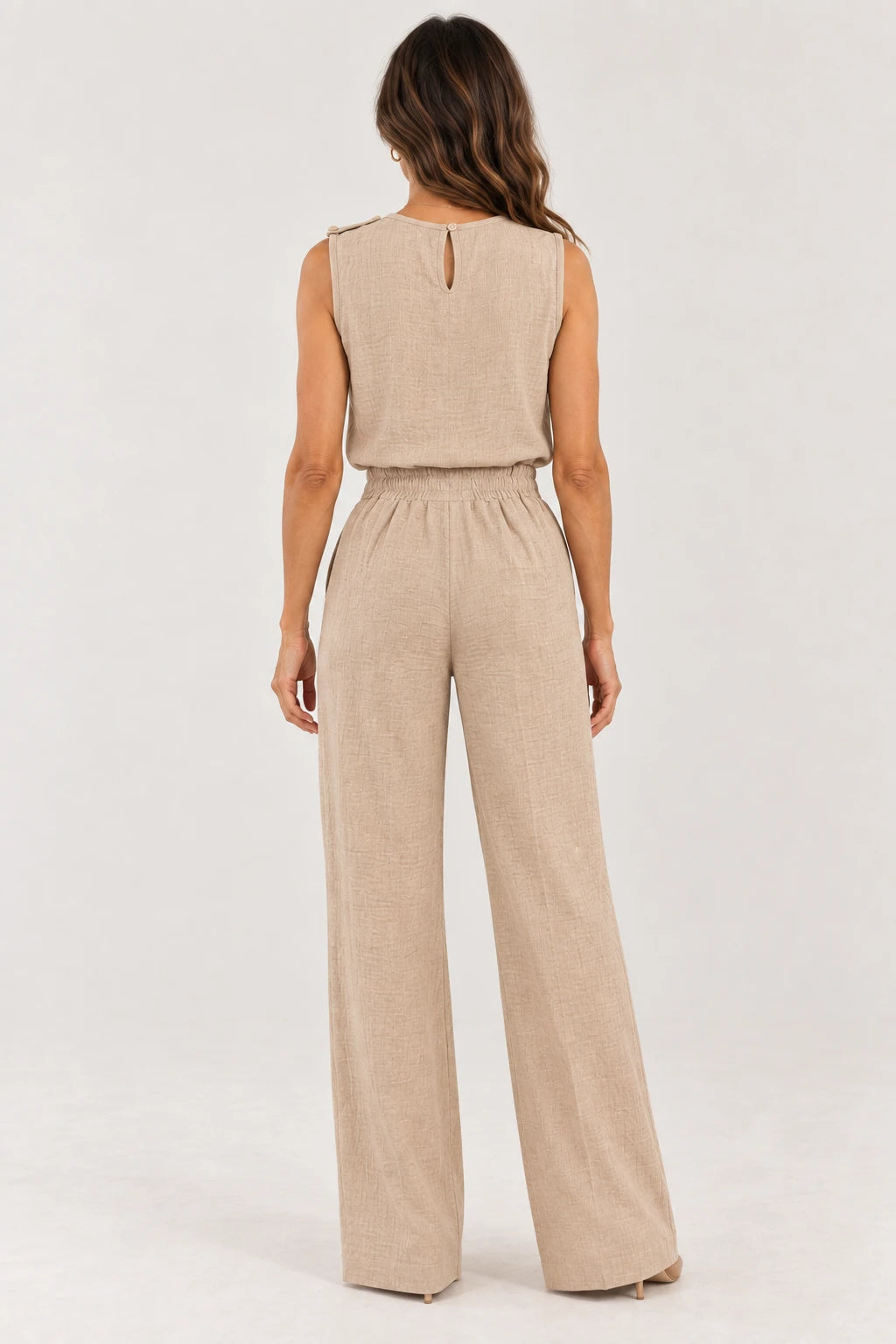 Conjunto de Blusa sem Mangas e Calça com Cintura Estruturada