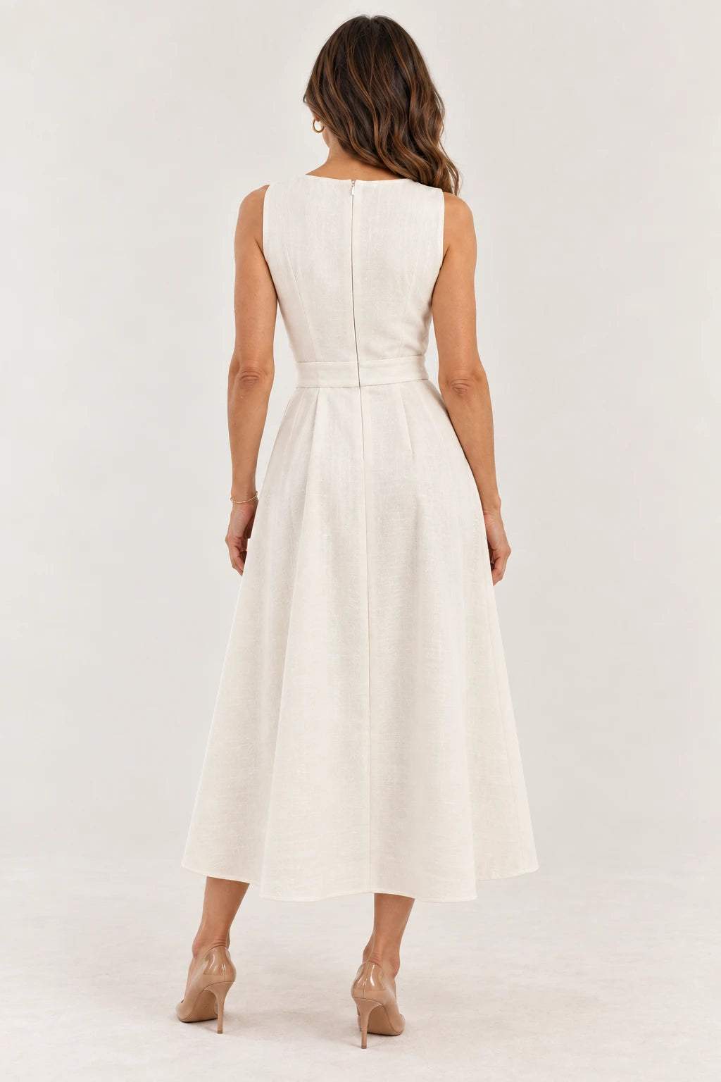 Vestido Longo Evasê com Cintura Marcada
